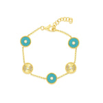 Yellow Gold and Turquoise Wheel Bracelet