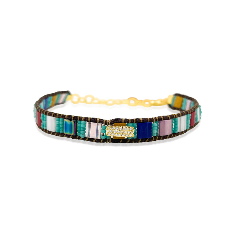14kt Yellow Gold Silver Multi-Gemstone Beaded Bracelet