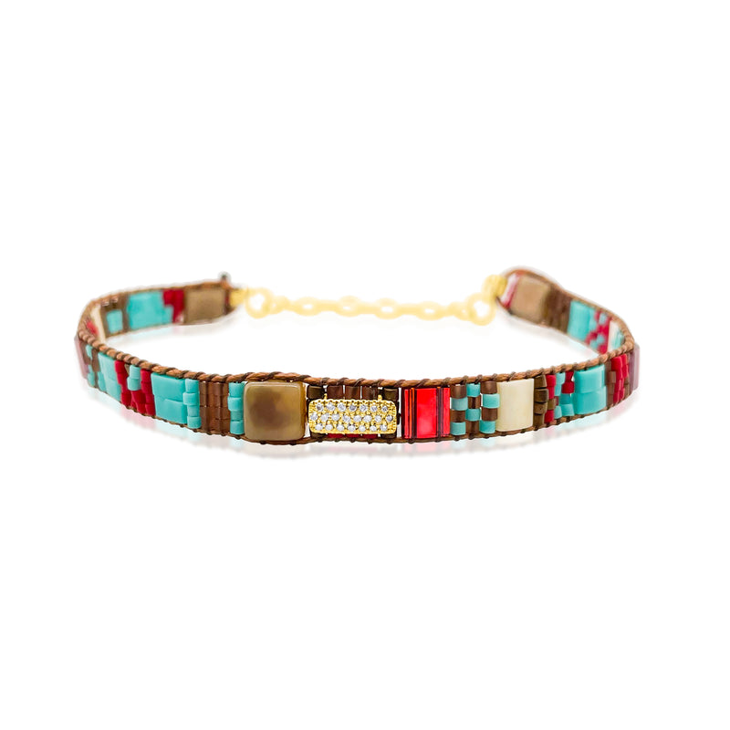 14kt Yellow Gold Silver Multi-Gemstone Beaded Bracelet
