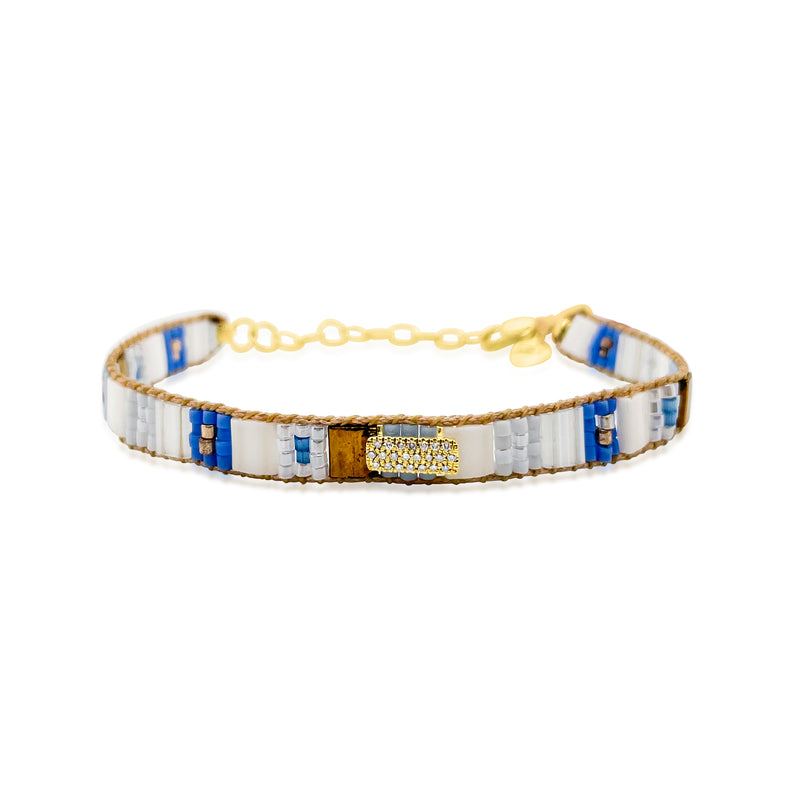 14kt Yellow Gold Silver Multi-Gemstone Beaded Bracelet