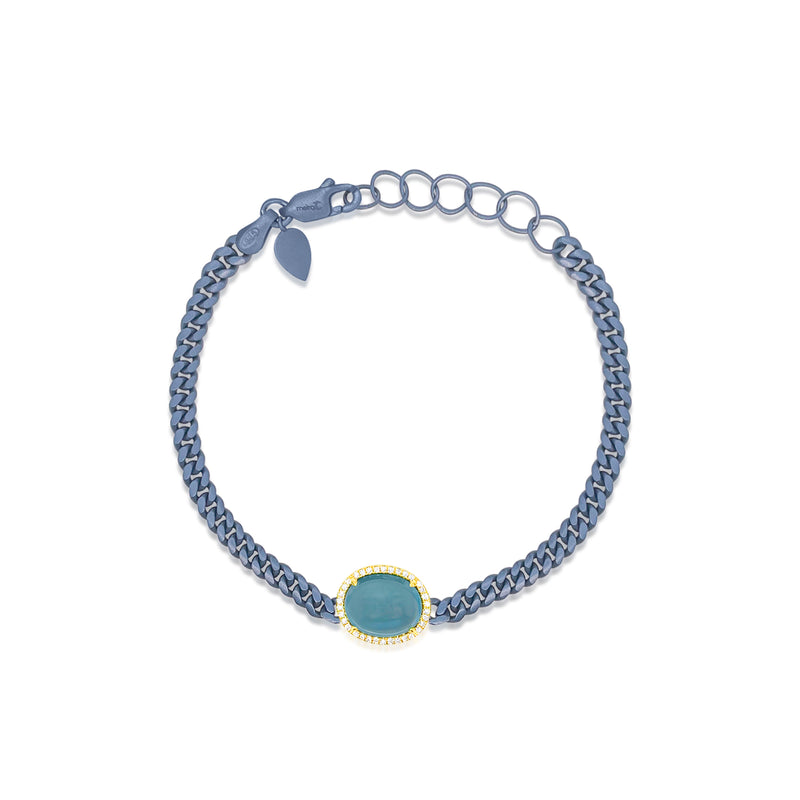 Moonlit Blue Opal Silver and Diamond Bracelet