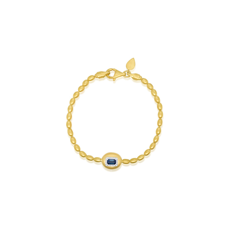 Golden Ray Silver and Diamond Sapphire Bracelet