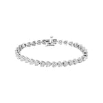 7 carat White Gold Three Prong Lab Grown Diamond Tennis Bracelet