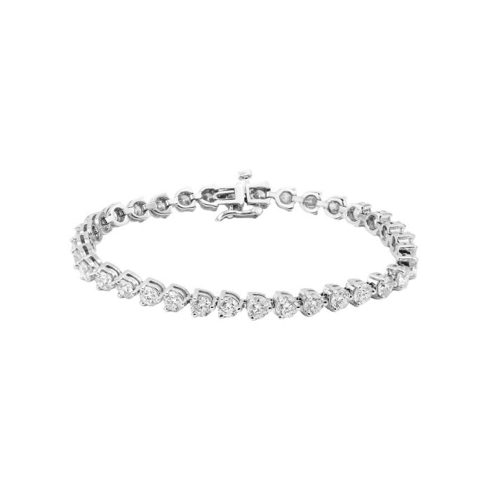 7 carat White Gold Three Prong Lab Grown Diamond Tennis Bracelet