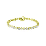 6.6 carat Yellow Gold Three Prong Lab Grown Diamond Tennis Bracelet