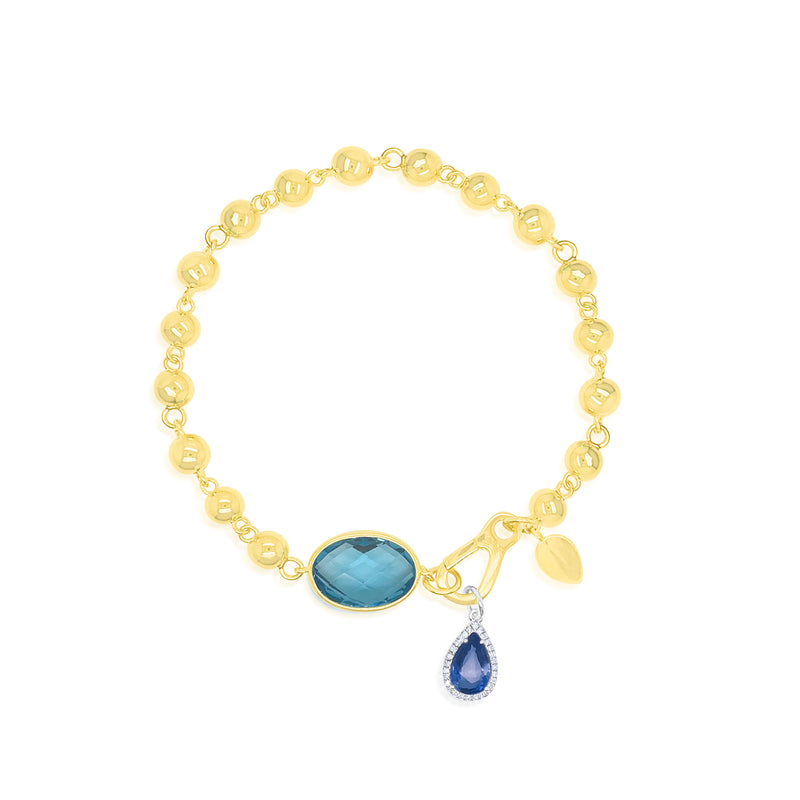 Blue Topaz and Sapphire Ball Chain Bracelet