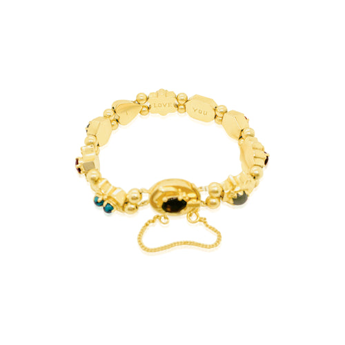 Heavy Yellow gold Rainbow Charm Bracelet