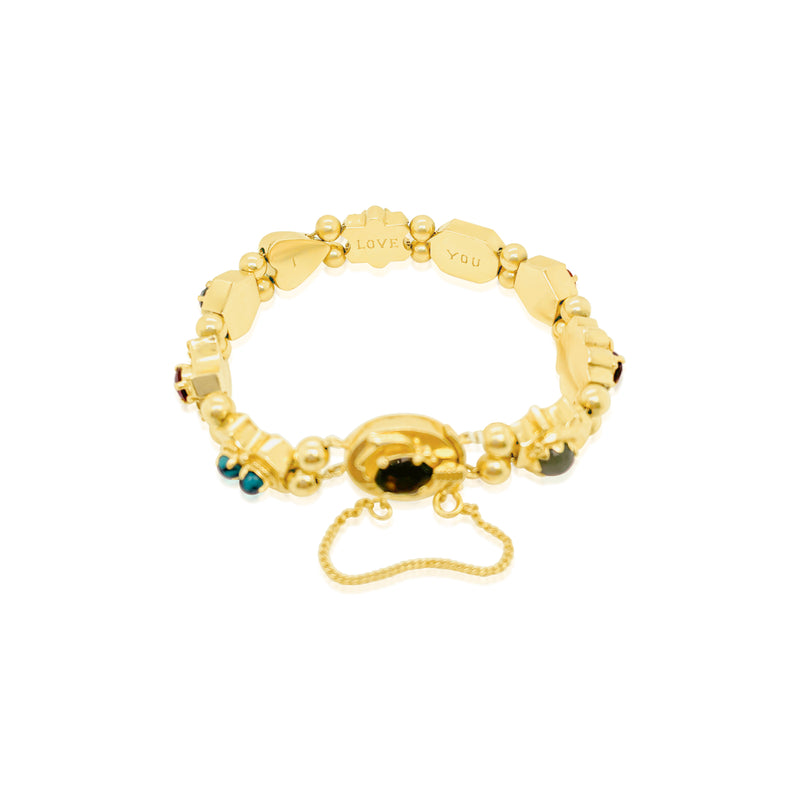 Heavy Yellow gold Rainbow Charm Bracelet