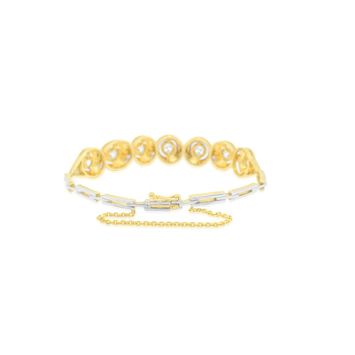 White and Yellow Gold Antique Bezel and Diamond Bracelet 18kt