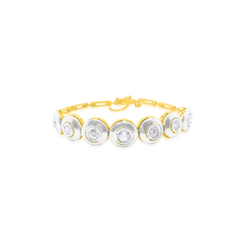 White and Yellow Gold Antique Bezel and Diamond Bracelet 18kt