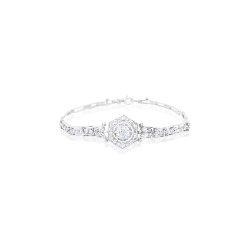 White Gold Diamond Antique Floral Bracelet
