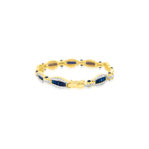 Yellow Gold Sapphire Baguette Diamond Bracelet