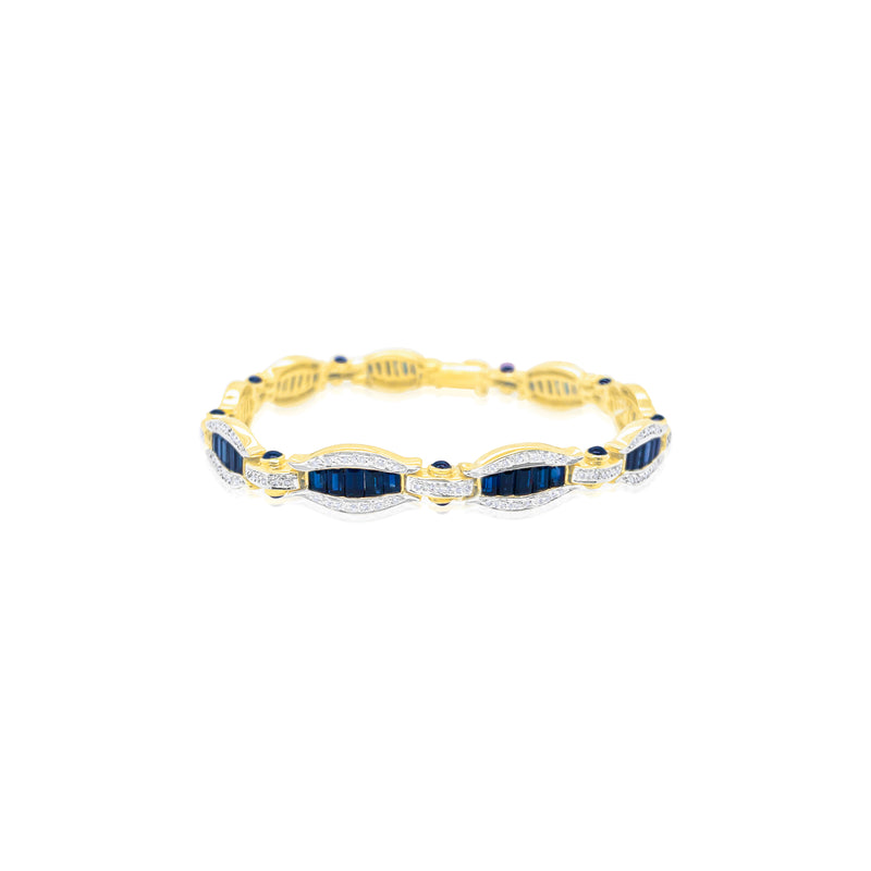 Yellow Gold Sapphire Baguette Diamond Bracelet