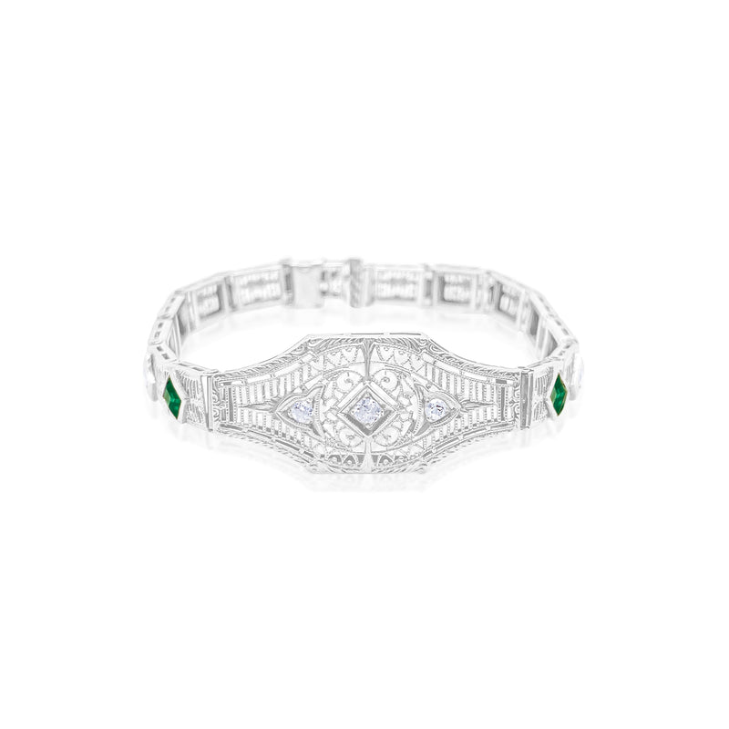 14k White Gold Antique Bracelet