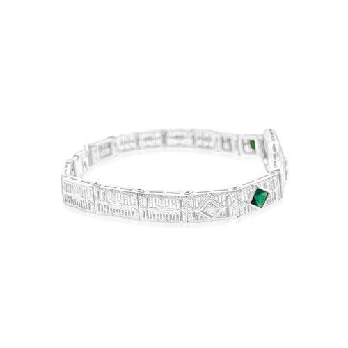14k White Gold Antique Bracelet