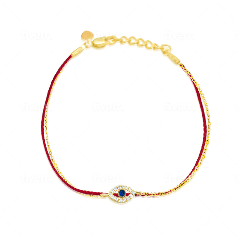 Yellow Gold Red Cord Evil Eye Bracelet – Meira T Boutique