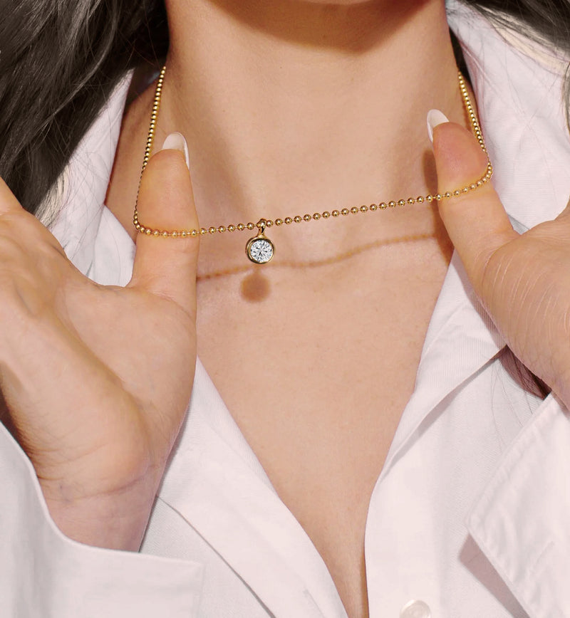 Lab Grown Oval Cut Bezel Set Charm