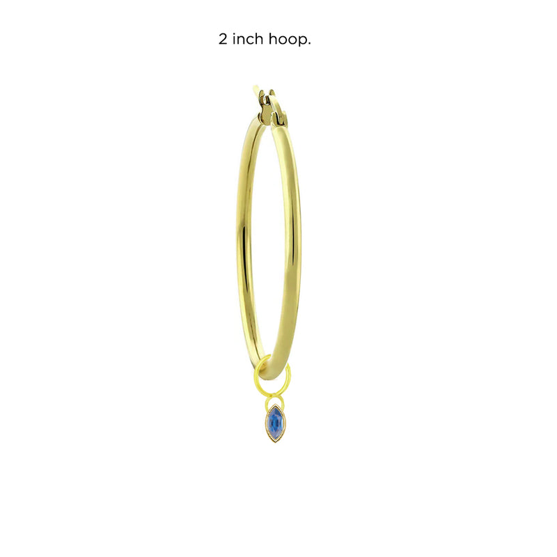 Blue Sapphire Marquise Cut Hoop Charm