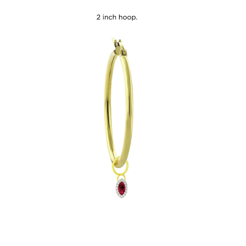Ruby and Diamond Marquise Cut Hoop Charm