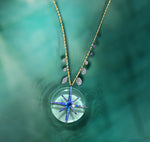 Yellow Gold Blue Prisim Necklaces