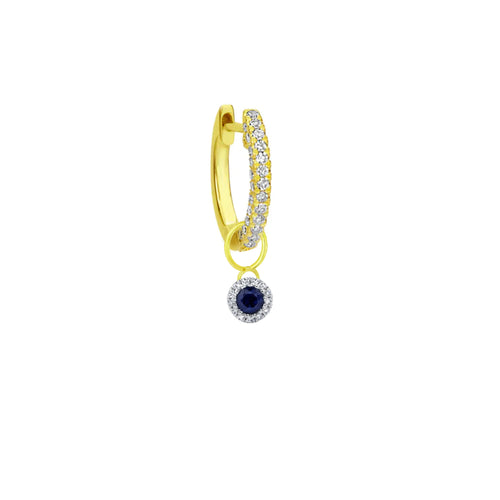 Blue Sapphire and Diamond Hoop Charm