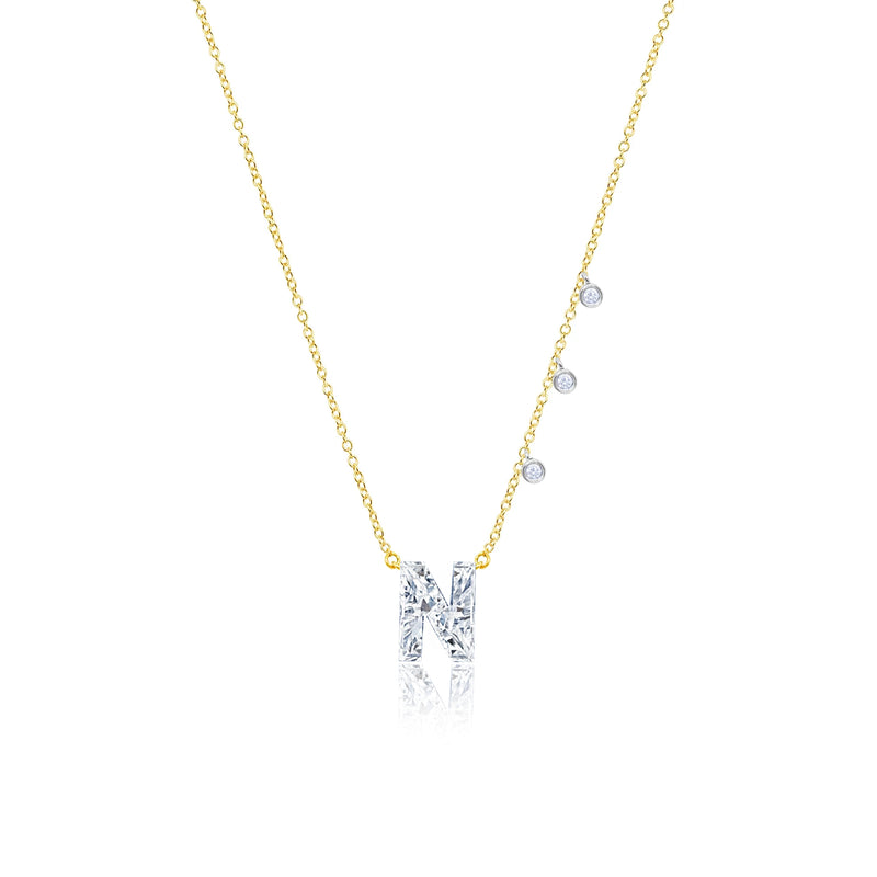 Diamond Drilled Set Initial Necklace (Lab Grown)