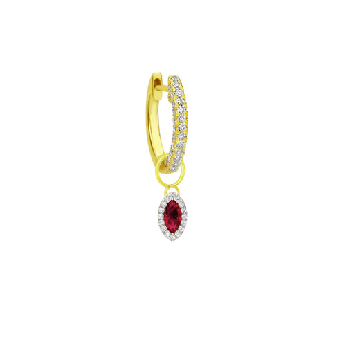 Ruby and Diamond Marquise Cut Hoop Charm