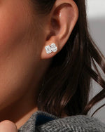 White Gold Lab Grown Diamond Studs Moi et Toi Oval and Emerald Cut Lab Grown Studs