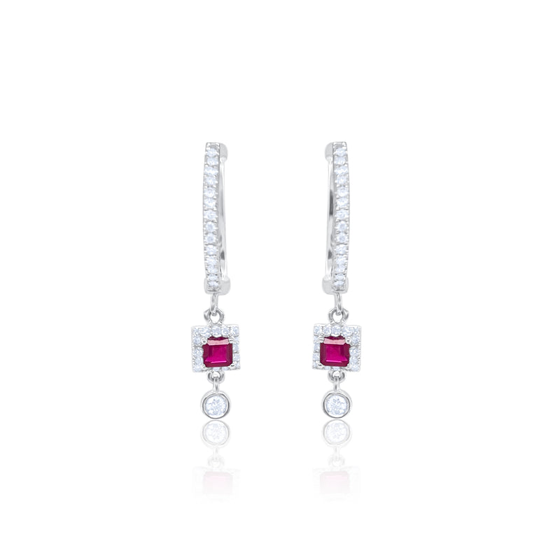 Ruby and Diamond White Gold Earrings