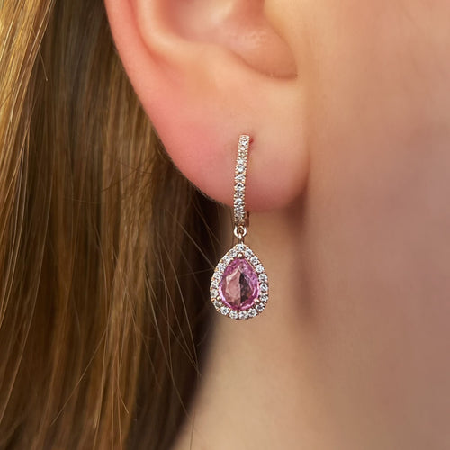 Yellow Gold Yellow Sapphire Pear Drop Huggies