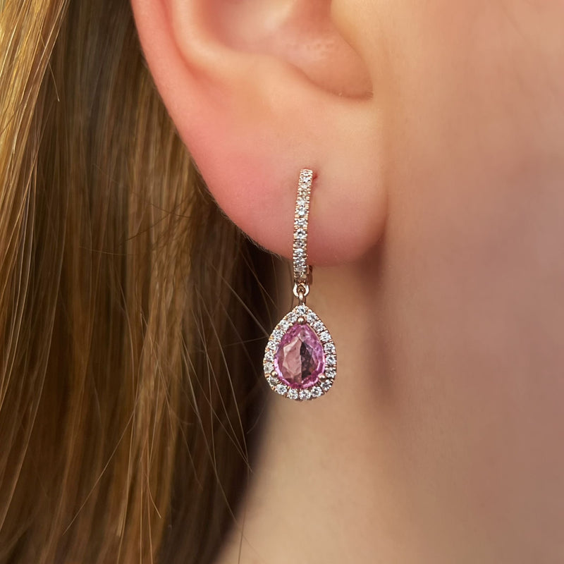 Yellow Gold Yellow Sapphire Pear Drop Huggies