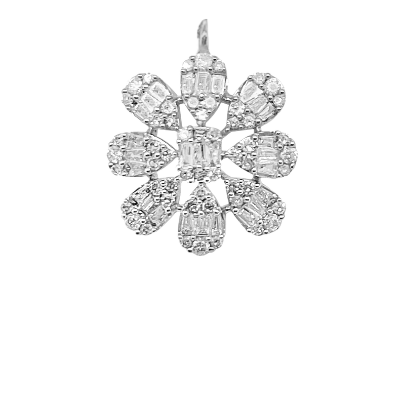 White Gold Illusion Setting Flower Charm