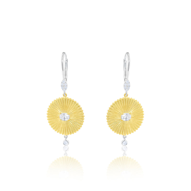 Two Tone Fan and Diamond Earrings