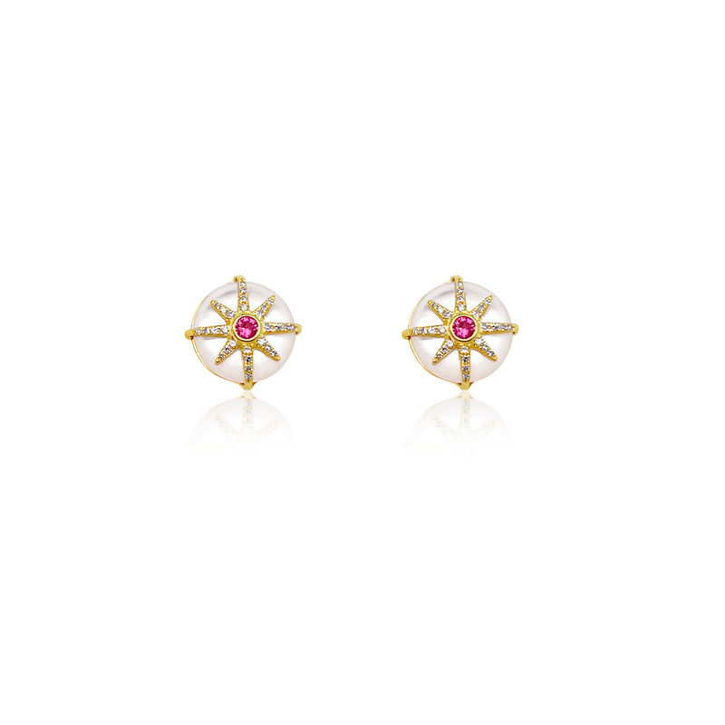 Pearl and Pink Sapphire Studs