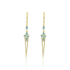 yellow gold and diamond blue topaz dagger earrings