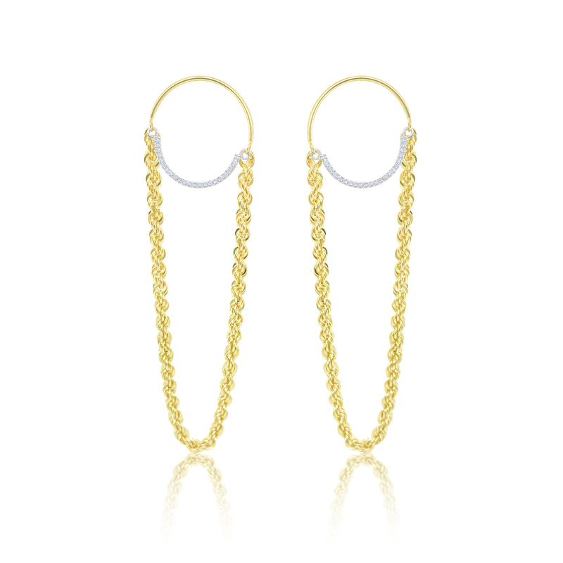 Yellow Gold Chain and Diamond Earrings