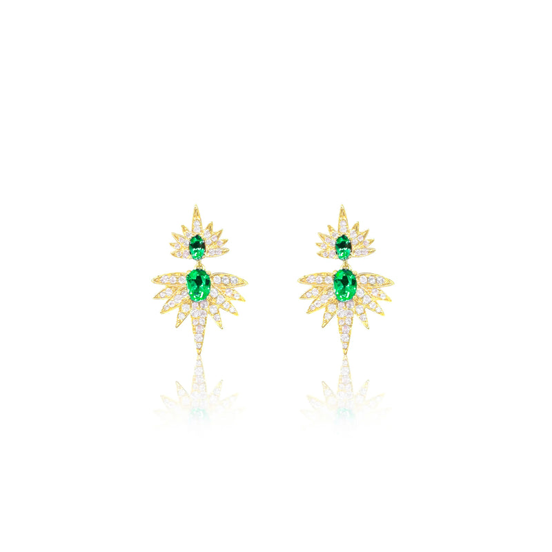 Emerald and Diamond Sun Earrings
