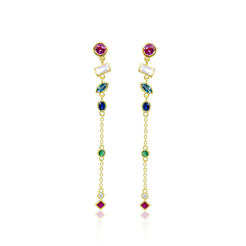 Yellow Gold Rainbow Drop Earrings IN STOCK READY TO SHIP