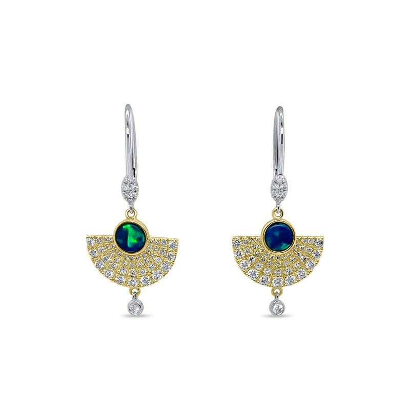 Opal and Diamond Fan Earrings