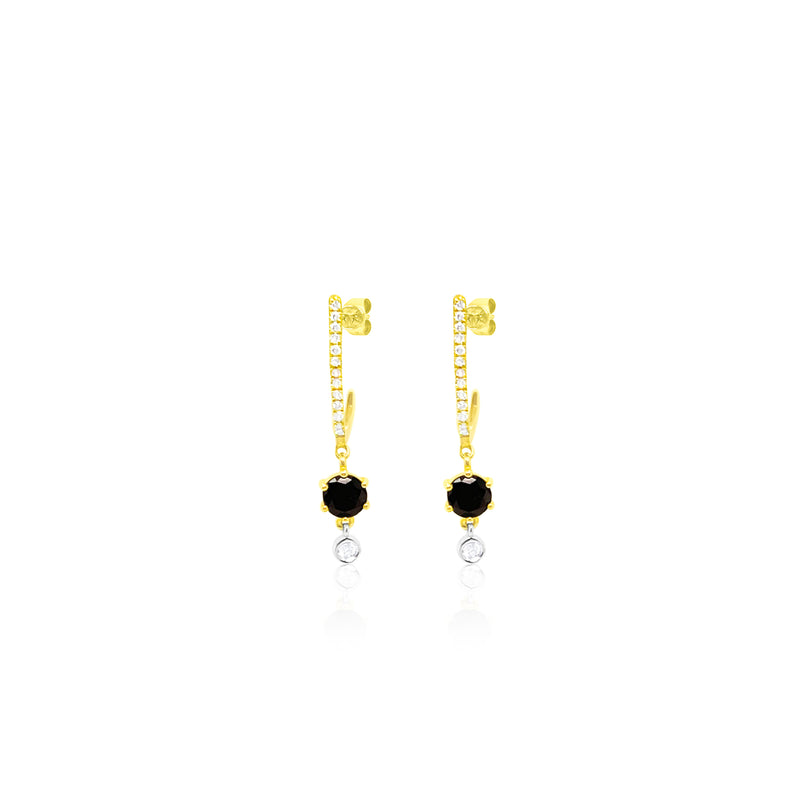 Yellow Gold Sapphire and Diamond Earrings