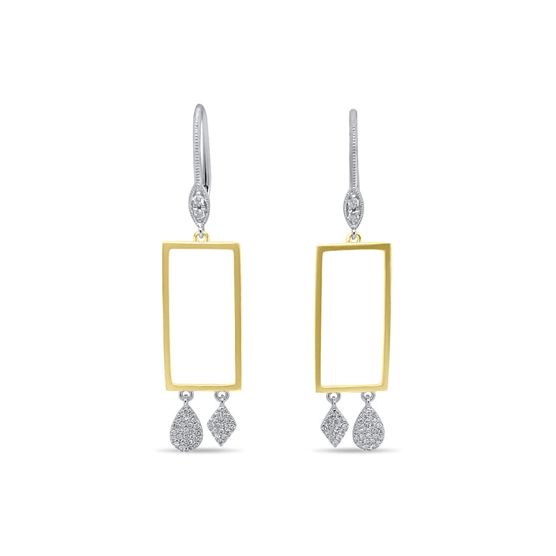 Brushed Gold Diamond Outline Earrings