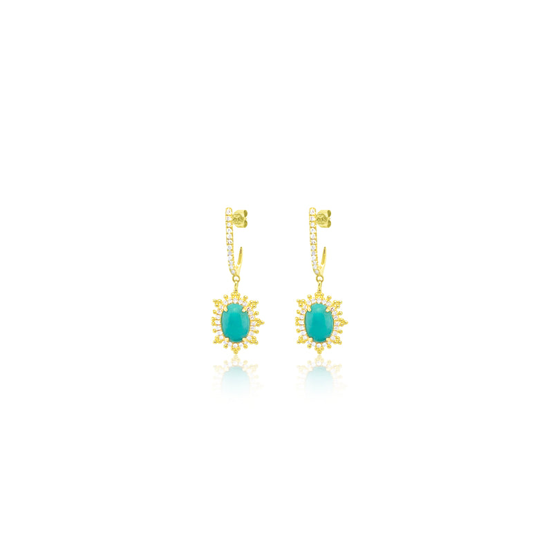 Yellow Gold Turquoise Earrings