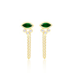 Marquise Emerald and Diamond Cluster Chain Earrings