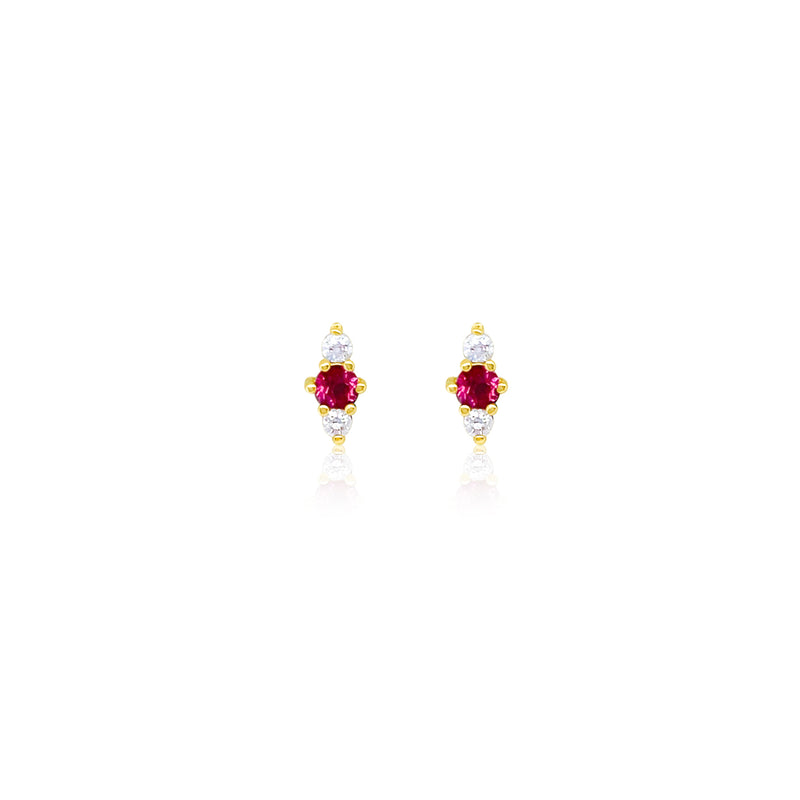 Pink Topaz and Diamond Dagger Studs 14kt Yellow Gold