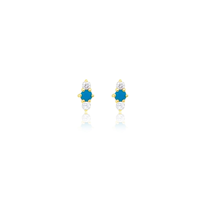 Turquoise and Diamond Dagger Studs 14kt Yellow Gold