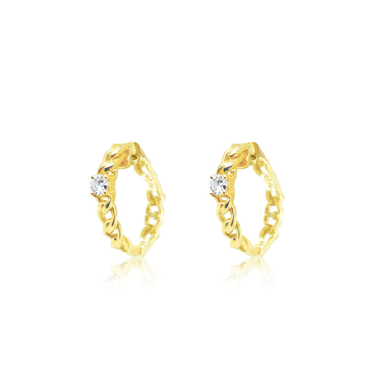 Yellow Gold Chain and Diamond Hoops