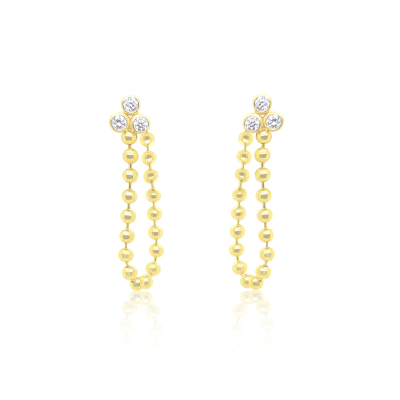 Yellow Gold Ball Chain Diamond Studs