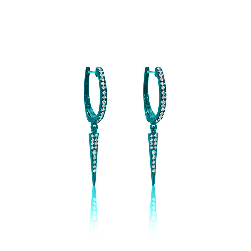 Mermaid Blue Diamond Dagger Huggies
