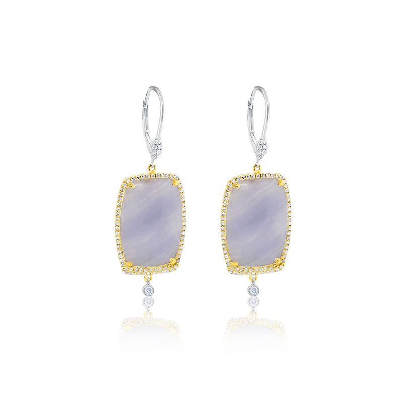 14kt Yellow and White Gold Chalcedony Diamond Earrings
