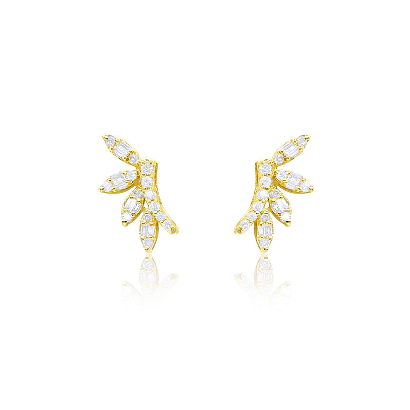 Yellow Gold Diamond Leaf Studs ONLINE EXCLUSIVE
